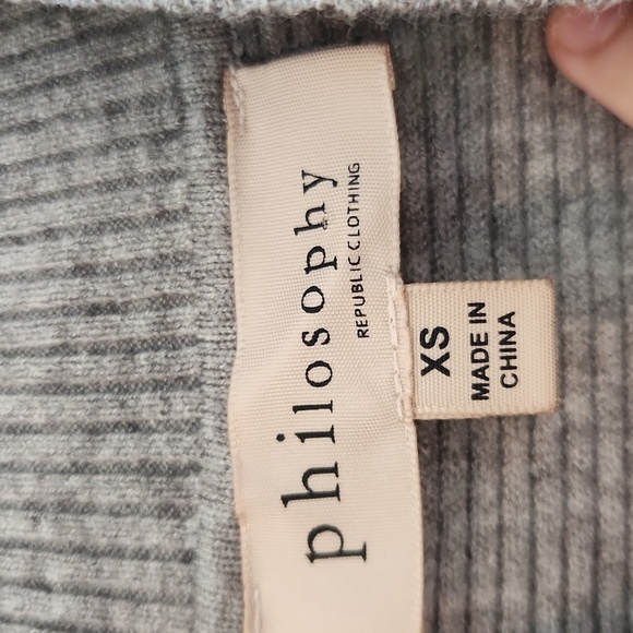 Philosophy Ribbed Gray Mock Neck Dolman Sweater - Picture 4 of 5